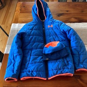 Boys under Armour youth small winter coat & hat. Worn one season.